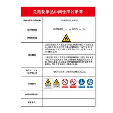 戴利 中间仓库公示牌 600*800*5mm高密PVC高清UV打印