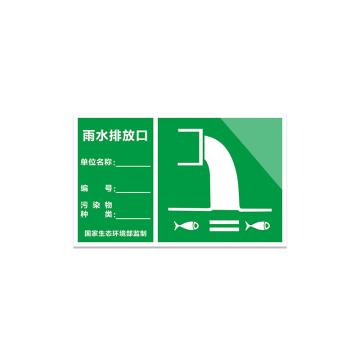 安赛瑞 铝板反光膜标识牌，废物警示标示牌，30x40cm，雨水排放口 311008