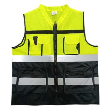 勒塔 黄黑拼色反光背心，针织布，均码 LT-PPE886