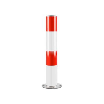 布朗森 镀锌警示柱固定立柱，高600mm，管径89mm，底座宽150mm，壁厚1.5mm，红白 A9163