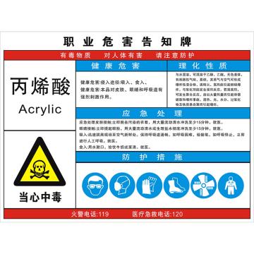 安科 职业病危害告知卡-丙烯酸，铝合金板，反光膜，800*600mm，1mm板厚 AK-WHK13