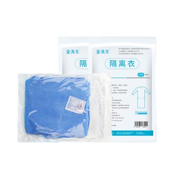 AQS/安其生 隔离衣大褂式蓝色中号（松鹤） 大褂式中号蓝色 1件/袋