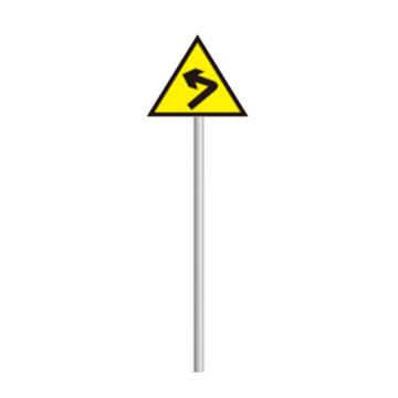 天意州 道路交通标识，带立柱 道路交通标志 向左急转弯标识牌，直径60cm