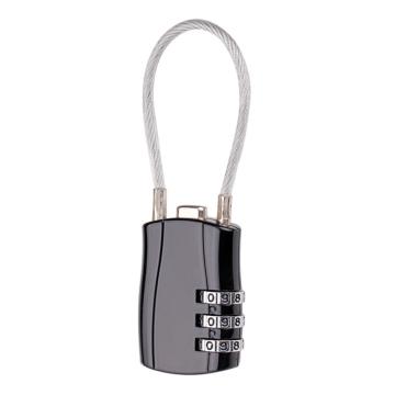 JUXIN 钢缆绳密码锁，型号：ZL1305 锁体宽29mm 钢丝绳长度13cm 黑色 ZL1305