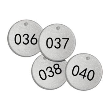 安赛瑞 反光塑料号码吊牌-圆形，Ф38.1mm，银底黑字，号码026-050 14783