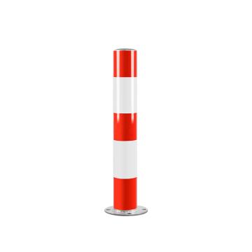 布朗森 镀锌警示柱固定立柱，高750mm，管径114mm，底座宽165mm，壁厚1.5mm，红白 A9169