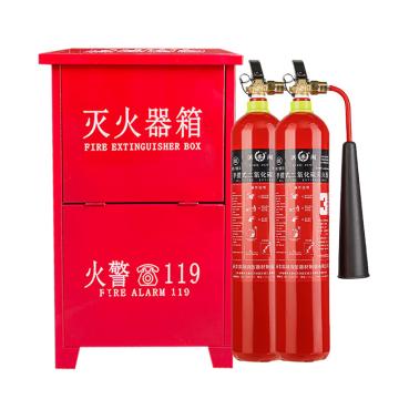 卡威 二氧化碳灭火器套装（含高瓶体2具洪湖品牌灭火器），720*450*220mm，MT/BE3*2（高）-碳钢0.6mm KVSN0145