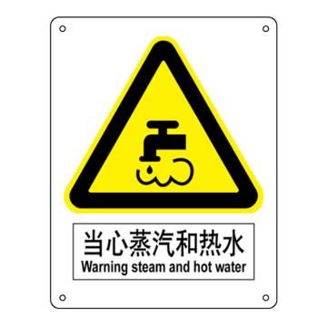 嘉辽 当心蒸汽和热水，中英文150×200mm，自粘性乙烯 EBS2081