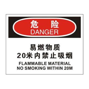 Blive 火灾消防类危险标识-易燃物质20米内禁止吸烟，1mm铝板，250×315mm BL-AL-32074