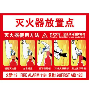 Raxwell 灭火器放置点 400*300mm，3M自粘性不干胶 RSSY0173