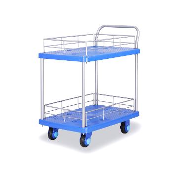 连和 超静轮双层单扶手带护栏手推车900*600*890mm超静轮 300KG PLA300-T2-HL2