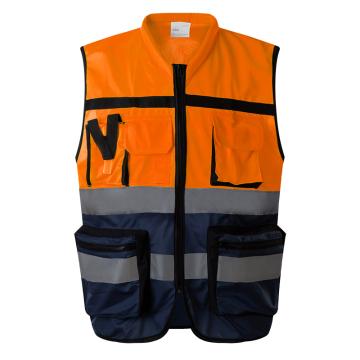 安岬 高警示多功能安全背心，荧光橙/蓝，M PGS721-M