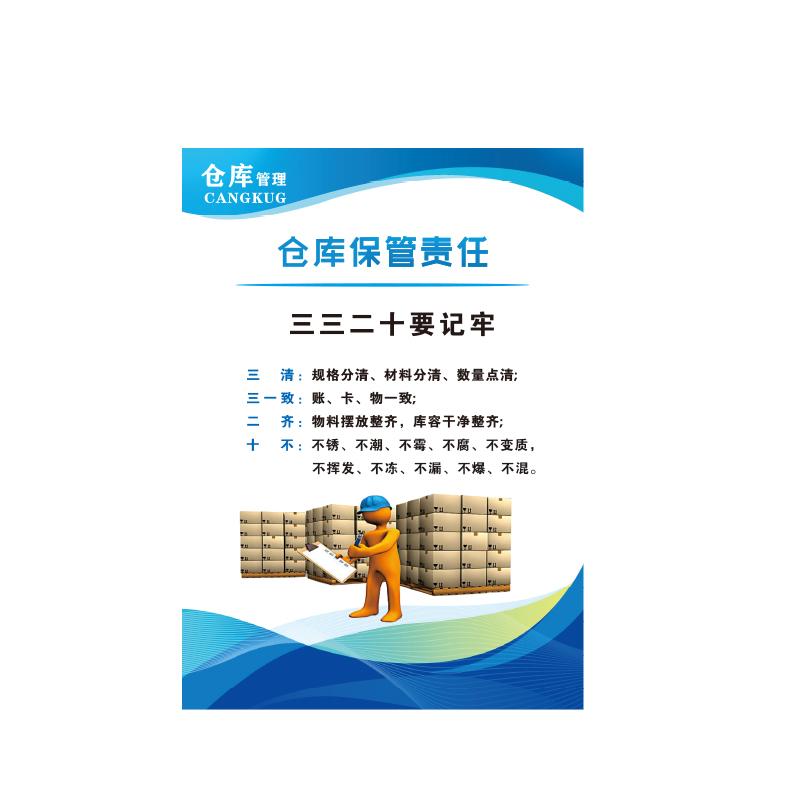 帛拉 仓库管理海报"仓库保管责任"，5mmKT板包边，600*800mm 71417