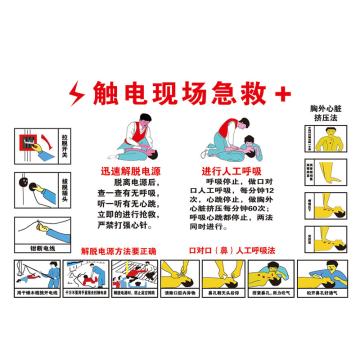 Raxwell 安全教育挂图-触电现场急救，750mm（长）*500mm（宽），3M不干胶 RSSJ0069