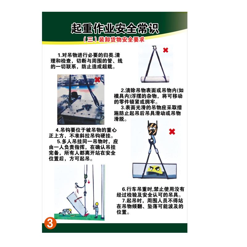 帛拉 起重作业安全常识海报(三)装卸货物安全要求，5mmKT板包边，600*800mm 71783