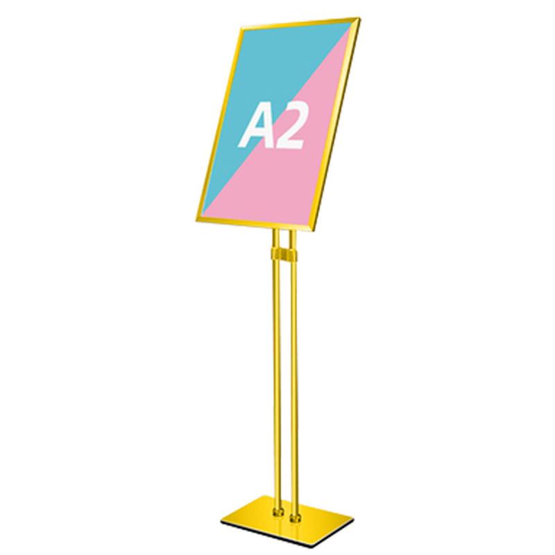 月桐 立式双杆指示牌金色 A2画面尺寸420×594mm 方底 YT-XZSP27