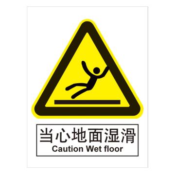 嘉辽 GB安全标识-当心地面湿滑，ABS工程塑料，150×200mm BSF1103