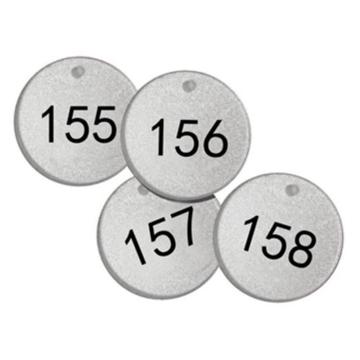 安赛瑞 反光塑料号码吊牌-圆形，Ф38.1mm，银底黑字，号码151-175 14781