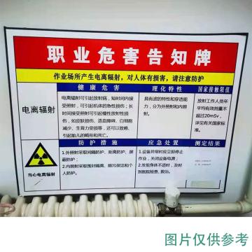 安赛瑞 定制职业病危害告知卡-电离辐射，ABS板，600×450mm 职业病危害告知卡-电离辐射,600×450mm,ABS