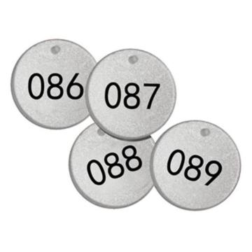 安赛瑞 反光塑料号码吊牌-圆形，Ф38.1mm，银底黑字，号码076-100 14778