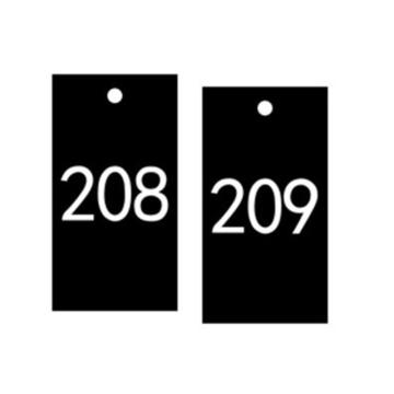 安赛瑞 塑料号码吊牌-长方形，25.4×76.2mm，黑底白字，号码201-300 14885