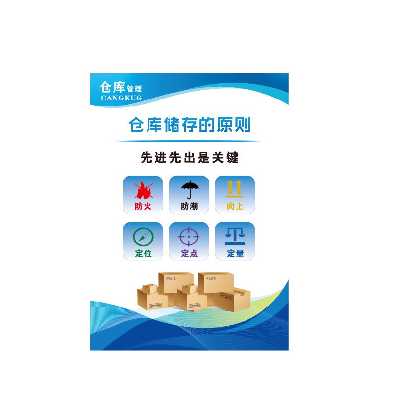 帛拉 仓库管理海报"仓库储存的原则"，PP户外背胶，600*800mm 71397