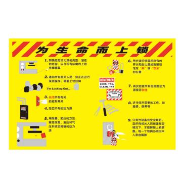 Raxwell 安全教育挂图-为生命而上锁，750mm（长）*500mm（宽），1.5mmABS塑料板 RSSJ0094