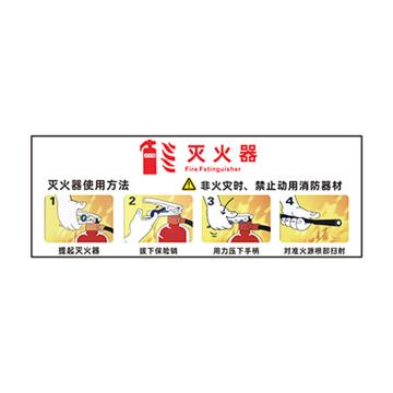 安赛瑞 灭火器箱透明贴，火警119警示贴，12x30cm，灭火器使用图 1H02121