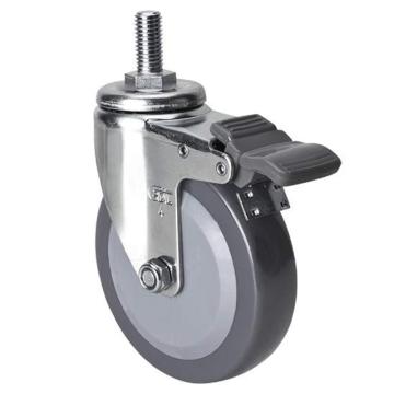 易得力 丝口刹车聚氨酯(PU)脚轮脚轮轻型4寸70kg 36144H/M12X25-364-74