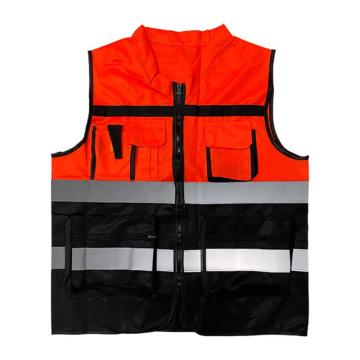 勒塔 橙黑拼色反光背心，针织布，均码 LT-PPE887
