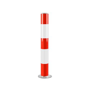 布朗森 镀锌警示柱固定立柱，高750mm，管径89mm，底座宽150mm，壁厚1.5mm，红白 A9165