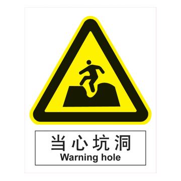 嘉辽 GB安全标识-当心坑洞，中英文，ABS工程塑料，250×315mm BSF0429