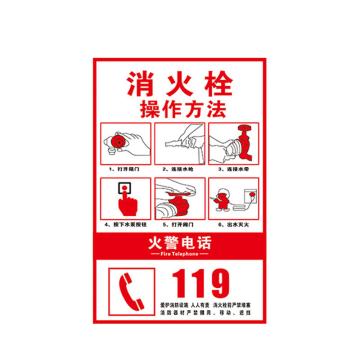 安赛瑞 灭火器箱透明贴，火警119警示贴，30x40cm，消火栓的操作方法 1H02130