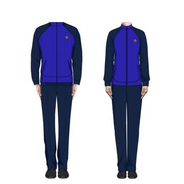 JJYH 长袖体能服，主面料为加厚涤棉夹层针织布（袖、裤子深藏蓝色，上衣身火焰蓝色） 尺码165/100
