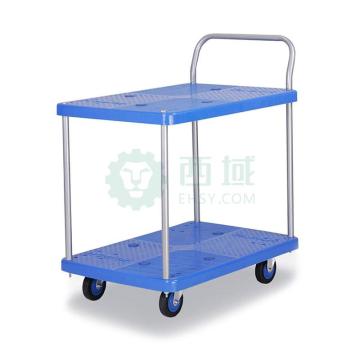 连和 全静轮双层单扶手车板式手推车铁支架轮 带刹车架150KG，720*490*855mm PLA150YS-T2