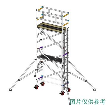 英司腾 铝合金脚手架加强型单宽直爬梯，平台高度4.2m，工业级承重900KG SPAN500W-S2V-4