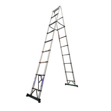 谦格 不锈钢可折叠伸缩型登高爬梯10+10步 A字高360×宽49cm 人字梯HGT03