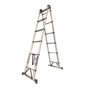 谦格 不锈钢可折叠伸缩型登高爬梯A字高230×伸直500×宽45.8cm 多功能ZRT03