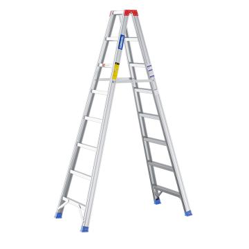 Tednawer 铝合金宽踏步双侧人字梯载重200Kg，高240cm，踏步宽70cm，8步 TWS2408