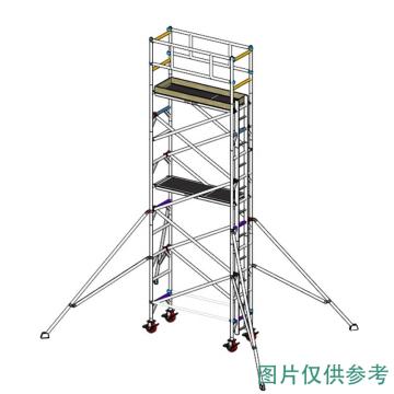 英司腾 铝合金脚手架加强型单宽直爬梯，平台高度5.2m，工业级承重900KG SPAN500W-S2V-5