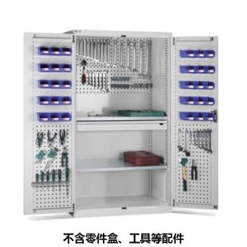 位邦 储物柜1023×550×1800mm，灰色，对开钢门柜，2层层板，背部、门上带挂板，1抽屉 77.6511.01