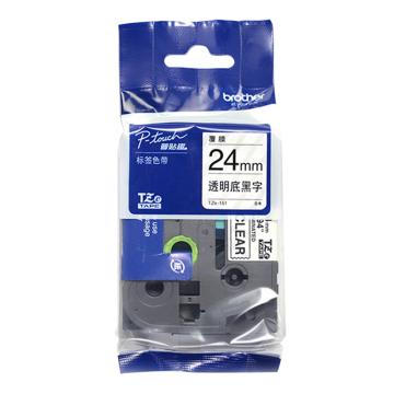 兄弟 标签色带透明底/黑字 24mm TZE-151