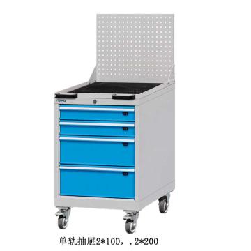 位邦 工具柜，尺寸(mm):564×600×870+500，灰色，抽屉蓝色，单轨抽屉，4个抽屉 75.5681.12