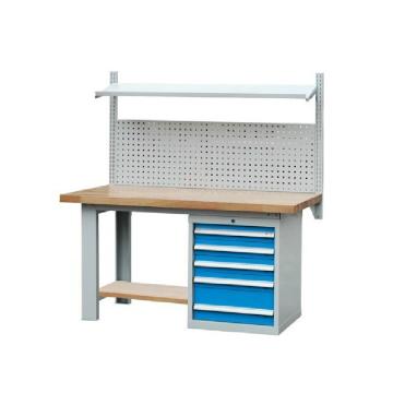 锐德 50mm榉木桌面工作台，1个5抽柜，1500W×750D×(800+800)H，载重:1000kg不含安装费 RDF1505