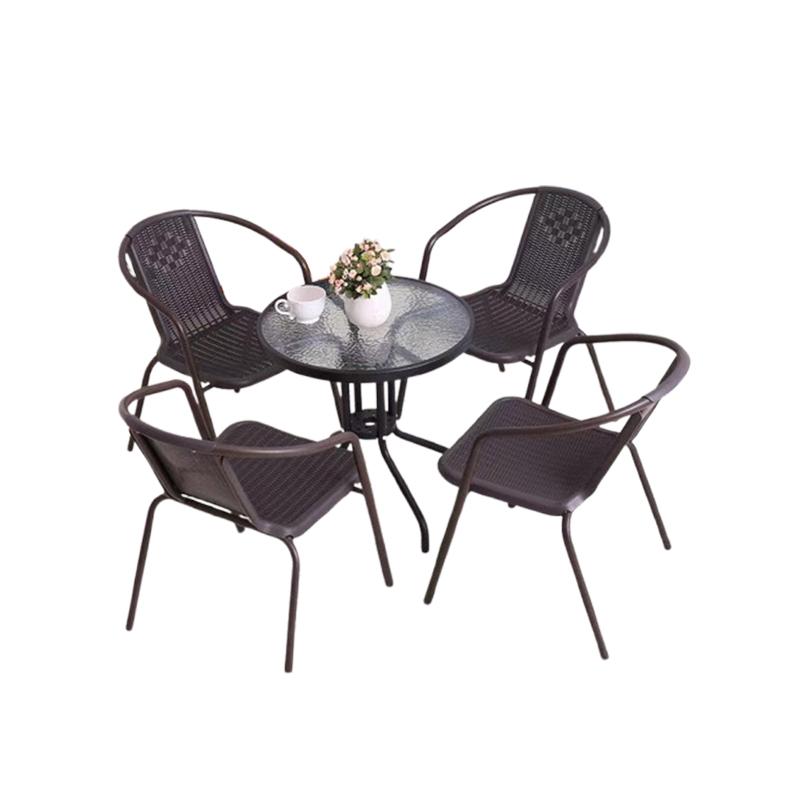 小如管家 藤编桌椅组合桌子：600x600x700mm 椅子：525x730x700mm 一桌4椅