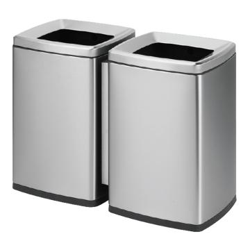 功成狮 不锈钢方形两分类垃圾桶YFT-04A砂钢银20L+20L GJRA0257