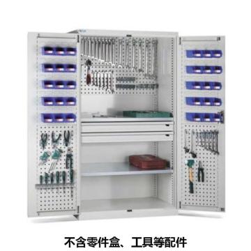 位邦 储物柜1023×550×1800mm，灰色，对开钢门柜，2层层板，背部、门上带挂板，2抽屉 77.6521.01