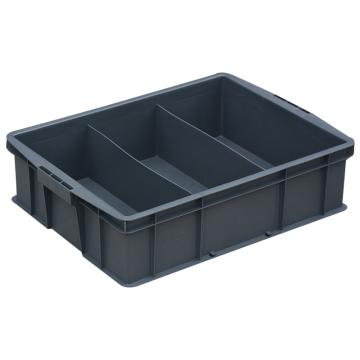Raxwell 3格固定分格周转箱，565×420×155mm，灰色 RHSS4437