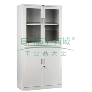 中阳 上玻下铁开门柜-1900宽*400深*1840高 0.7mm厚度 灰白色 CAB-BK7-K10*