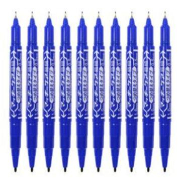 ZEBRA/斑马 速干油性小双头记号笔细头1.0-1.3mm 极细头0.5mm(10支/盒) YYTS5蓝色